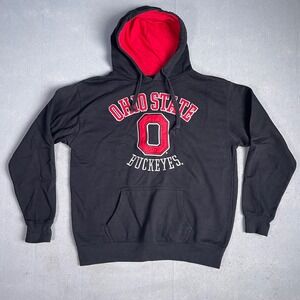 J. America Ohio State Buckeyes Hoodie Pullover Sweatshirt Black Red‎ L
